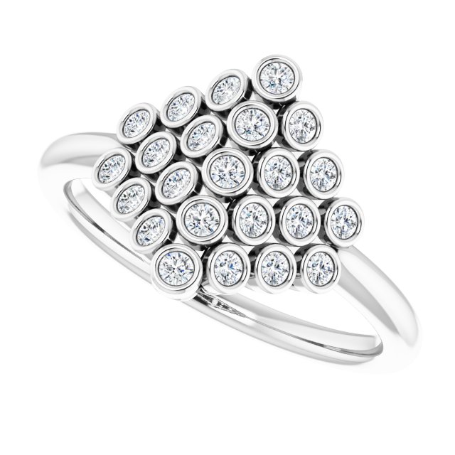 14K White 1/3 CTW Diamond Bezel-Set Cluster Ring